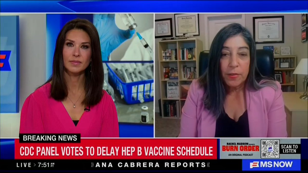 Former CDC official: We know that if you delay the hepatitis B vaccine, babies are gonna get hepatitis and chronic liver disease. By delaying it by 2 months, we expect to see 1,400 additional infections and up to 480 deaths per birth year.