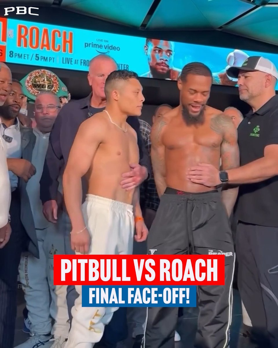 The final Isaac ‘Pitbull’ Cruz vs Lamont Roach Jr face-off ahead of their super-lightweight clash tomorrow night in San Antonio 🍿