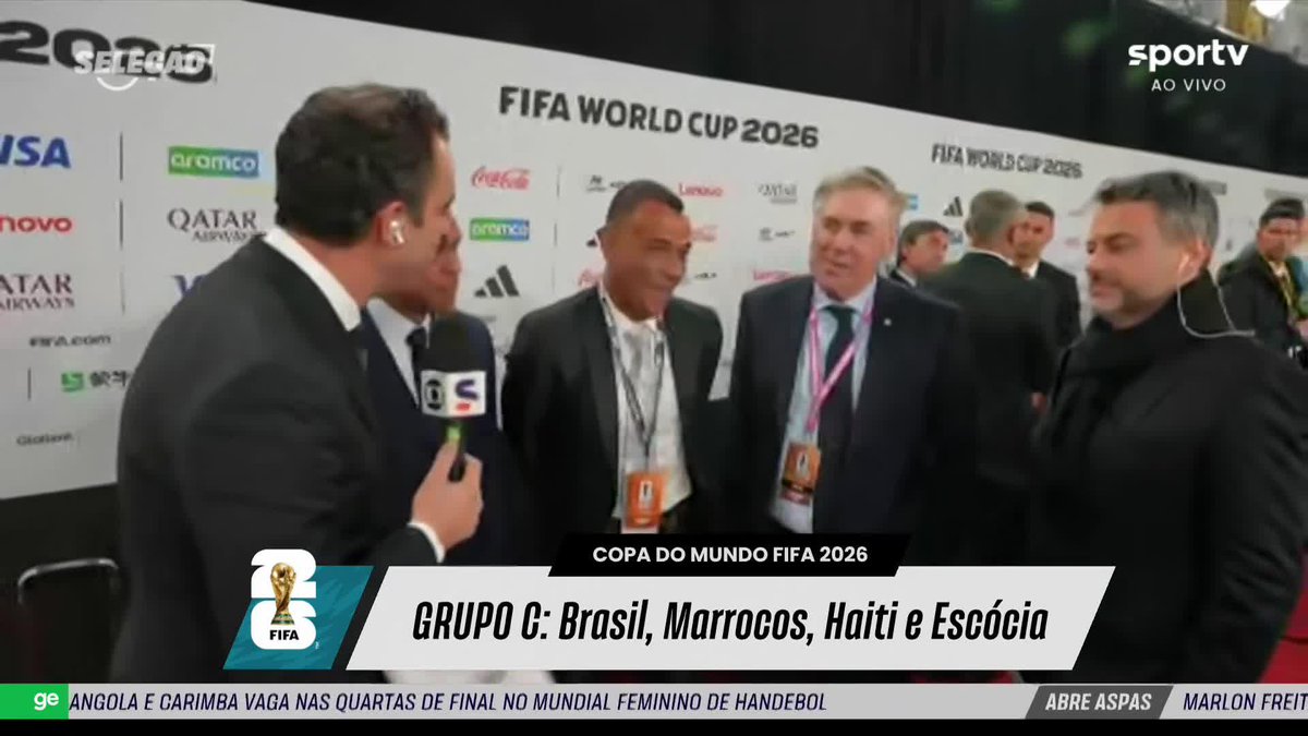 Ancelotti, sobre grupo do Brasil com Marrocos, Haiti e Escócia: "Bastante difícil".