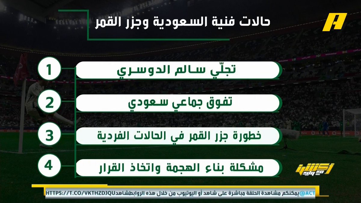 إبراهيم العنقري عن لقاء #السعودية_جزر_القمر : - تجلي سالم الدوسري 🔥 - تفوق جماعي سعودي 👍🏻 - خطورة جزر القمر بالفرديات 🤔 - مشكلة البناء والقرار 🤕 مجاناً على شاهد برنامج #اكشن_مع_وليد يومياً الساعة 11:30مساءً بتوقيت السعودية على #MBCAction