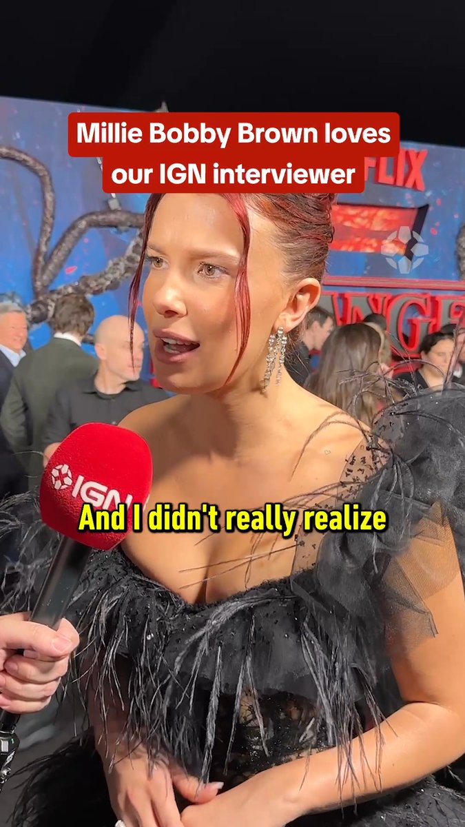 Millie Bobby Brown and IGN Host Jeffrey Vega fancam 🎤 #StrangerThings
