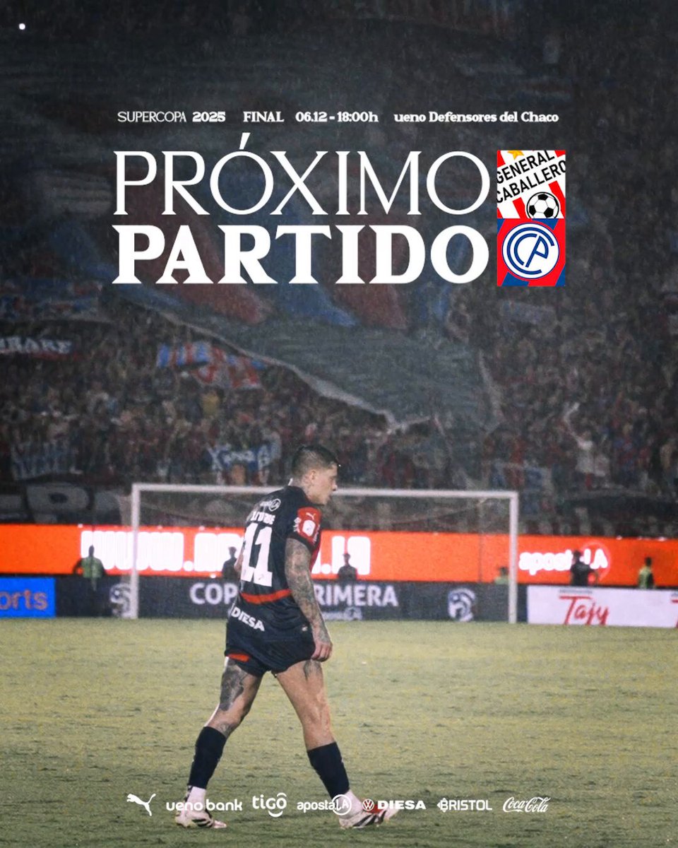¡Próximo partido! 🔜⚽ General Caballero 🆚 Cerro Porteño ⚽ Supercopa Paraguay 📅 Sábado 06/12 ⌚ 18:00 🏟️ Estadio ueno Defensores del Chaco