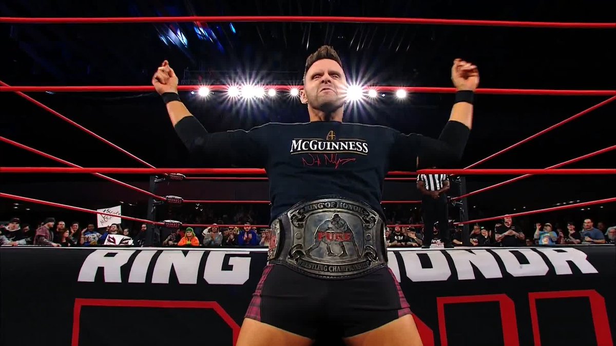 NIGEL MCGUNIESS CAME OUT WEARING THE ORIGINAL RING OF HONOR PURE TITLE! #ROH #ROHFinalBattle