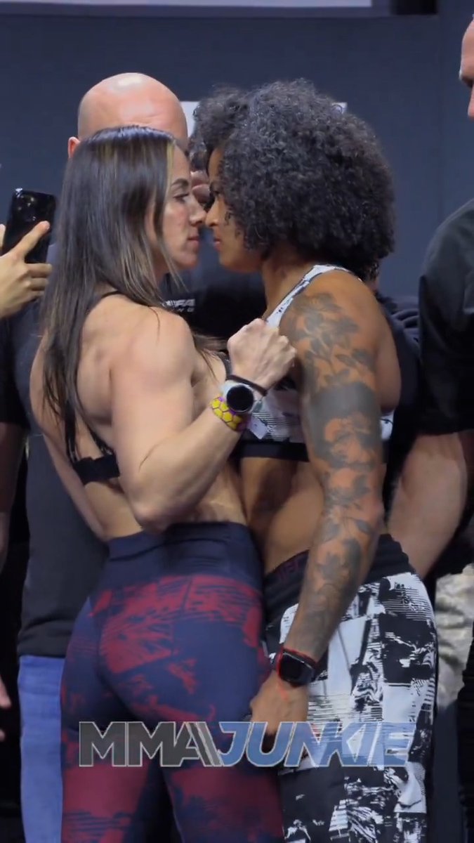 Maycee Barber goes nose-to-nose with Karine Silva in an intense #UFC323 final faceoff