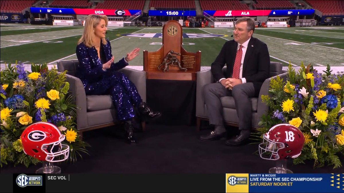 .Laura Rutledge stumped Kirby with this question 😂 Kirby Smart has coached in 14 of the last 21 SEC Championship Games 😲