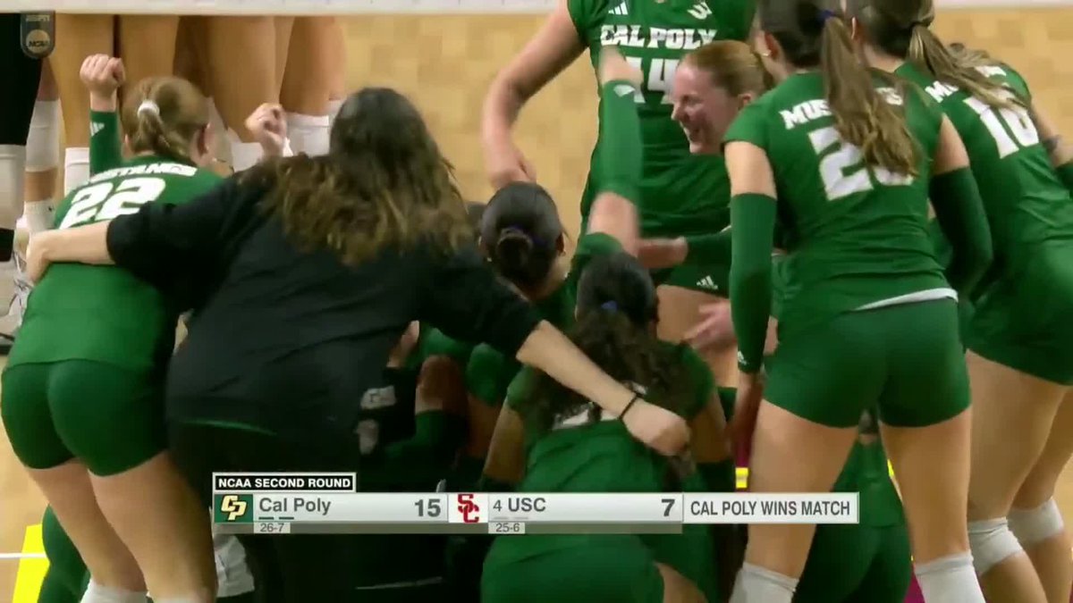 CAL POLY UPSETS (4) USC AND IS HEADED TO THE ROUND OF 16 FOR THE FIRST TIME IN 18 YEARS 😱 #NCAAWVB x 🎥 ESPN+ / Cal Poly Volleyball
