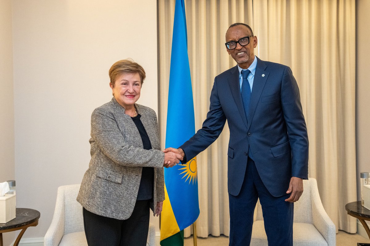 Always a pleasure meeting 🇷🇼 President Paul Kagame. Congratulated him on Rwanda's strong economic performance, his unwavering commitment to prudent policymaking, and successful completion of their program yesterday. The IMF values its strong partnership with Rwanda.