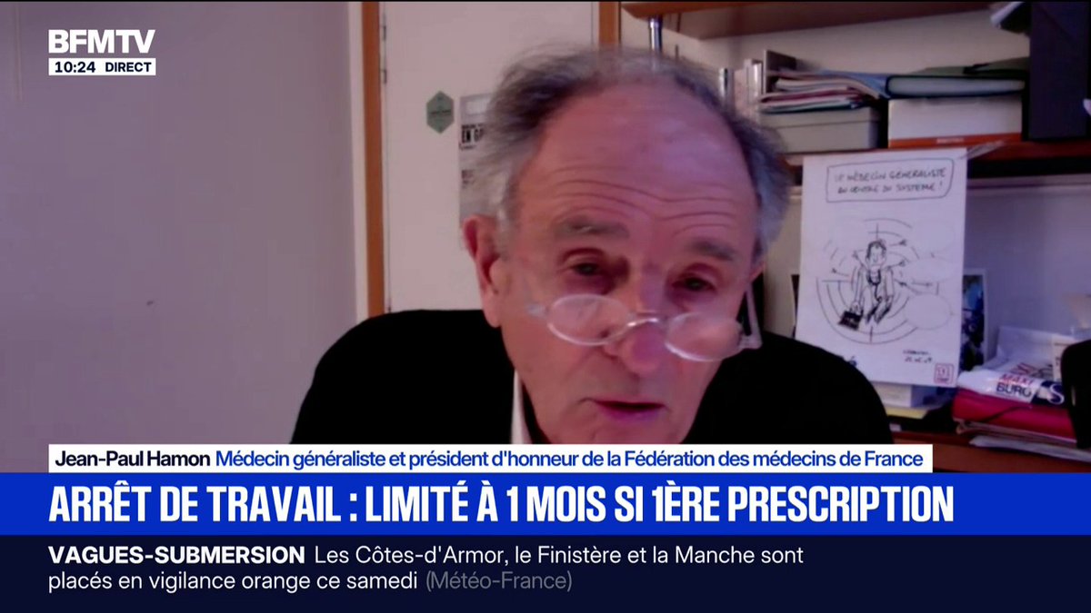 💬 "Quel désastre et quel triste spectacle" ➡️ Jean-Paul Hamon de la Fédération des médecins de France réagit après l'adoption de la limitation de la durée d'un premier arrêt de travail