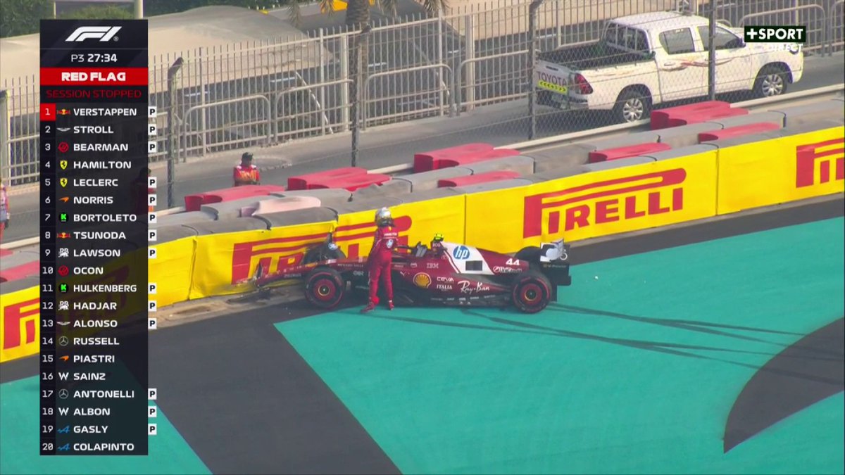 Drapeau rouge provoqué par une sortie de piste de Lewis Hamilton en FP3 💥🚩 #AbuDhabiGP #F1
