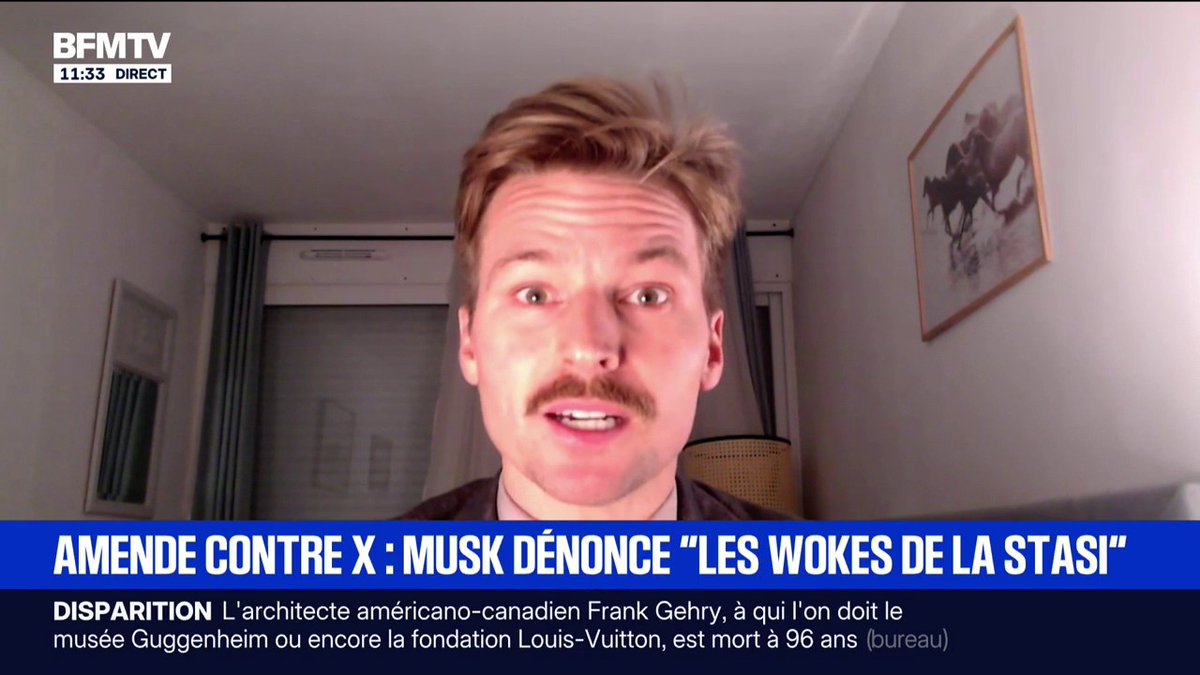 Pour Nicolas Conquer (Républicains Overseas), Elon Musk est dans "la défense de la liberté d'expression" lorsqu'il parle de "commissaires woke de la Stasi de l'UE"