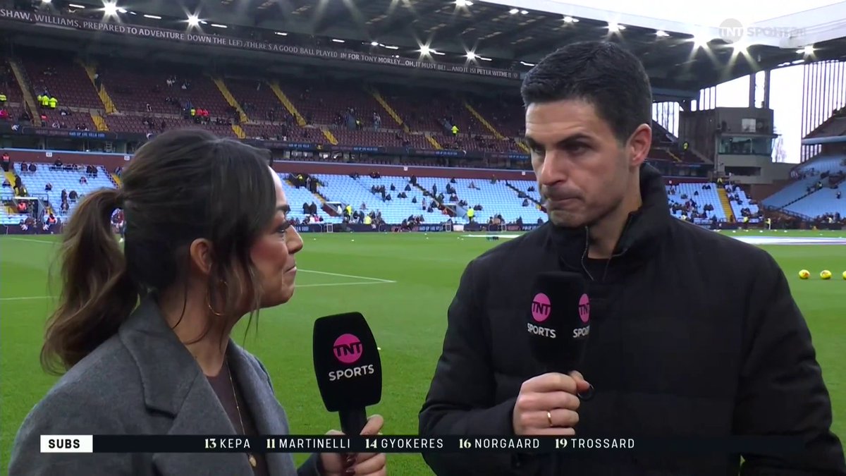 "It shows the level and the quality of the league" Mikel Arteta discusses the title race, team news, and facing an in-form Aston Villa side... 🎙️ Jules Breach | Martin Keown 📺 TNT Sports & discovery+ UK