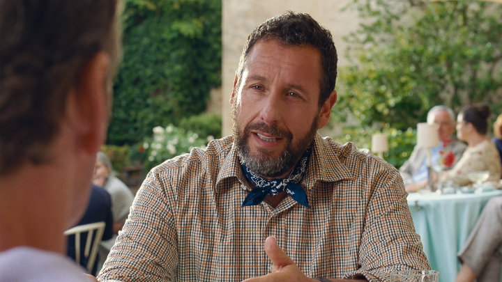 "I'm here now, puppy." Adam Sandler and Patrick Wilson in JAY KELLY, a Noah Baumbach Picture. Now playing.