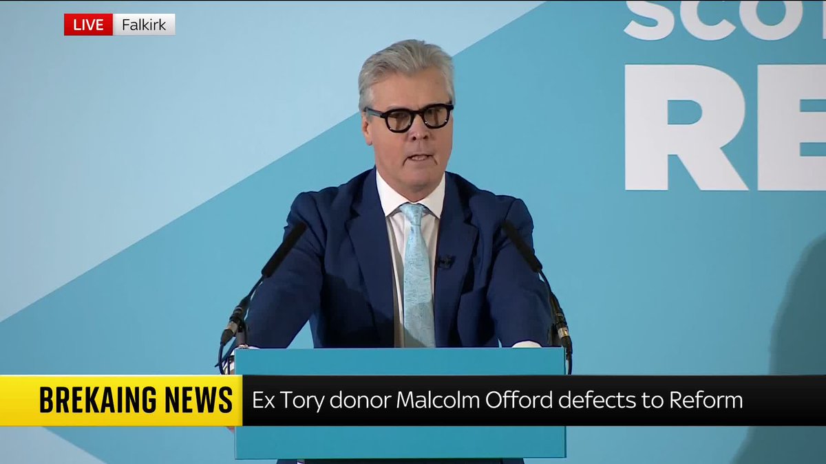 Lord Malcom Offord has addressed a Reform rally in Scotland, saying his first objective is to remove the "rotten" SNP government after 18 years. The former Tory donor has defected to Reform UK. ๐บ Sky 501 and Youtube