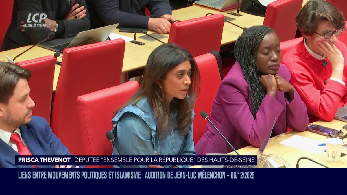 "Cautionnez-vous que votre députée européenne, Rima Hassan, ait des liens assumés avec des associations liées aux Frères musulmans ?", demande Prisca THEVENOT à Jean-Luc Mélenchon. "Comment voyez-vous la proximité de plusieurs élus Insoumis avec Shahin Hazamy ?"