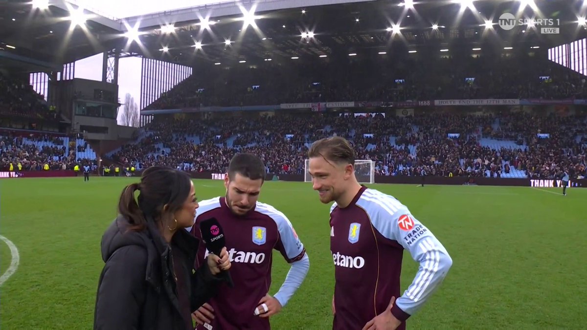 "This team has huge character" Emi Buendia and Matty Cash react to Aston Villa's 2-1 win over Arsenal 🙌 🎙️ Jules Breach 📺 TNT Sports &amp; discovery+ UK