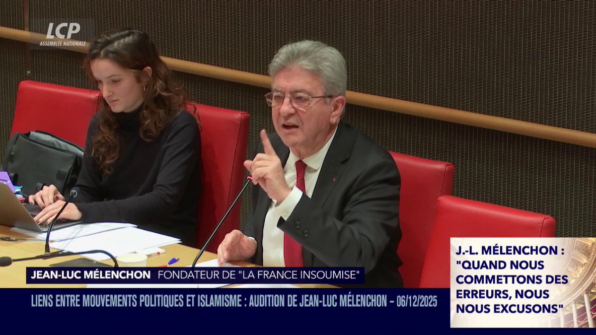 Julien Théry "n'est pas antisémite, ne l'a jamais été, et ne le sera jamais", affirme Jean-Luc Mélenchon. "Il a critiqué une tribune, et les signataires de cette tribune." #DirectAN