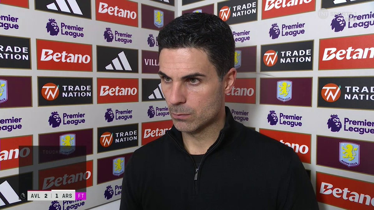 "We have to pick ourselves up and go again" Mikel Arteta reflects on Arsenal's last minute defeat to Aston Villa... 🎙️ @julesbreach 📺 TNT Sports & discovery+ UK