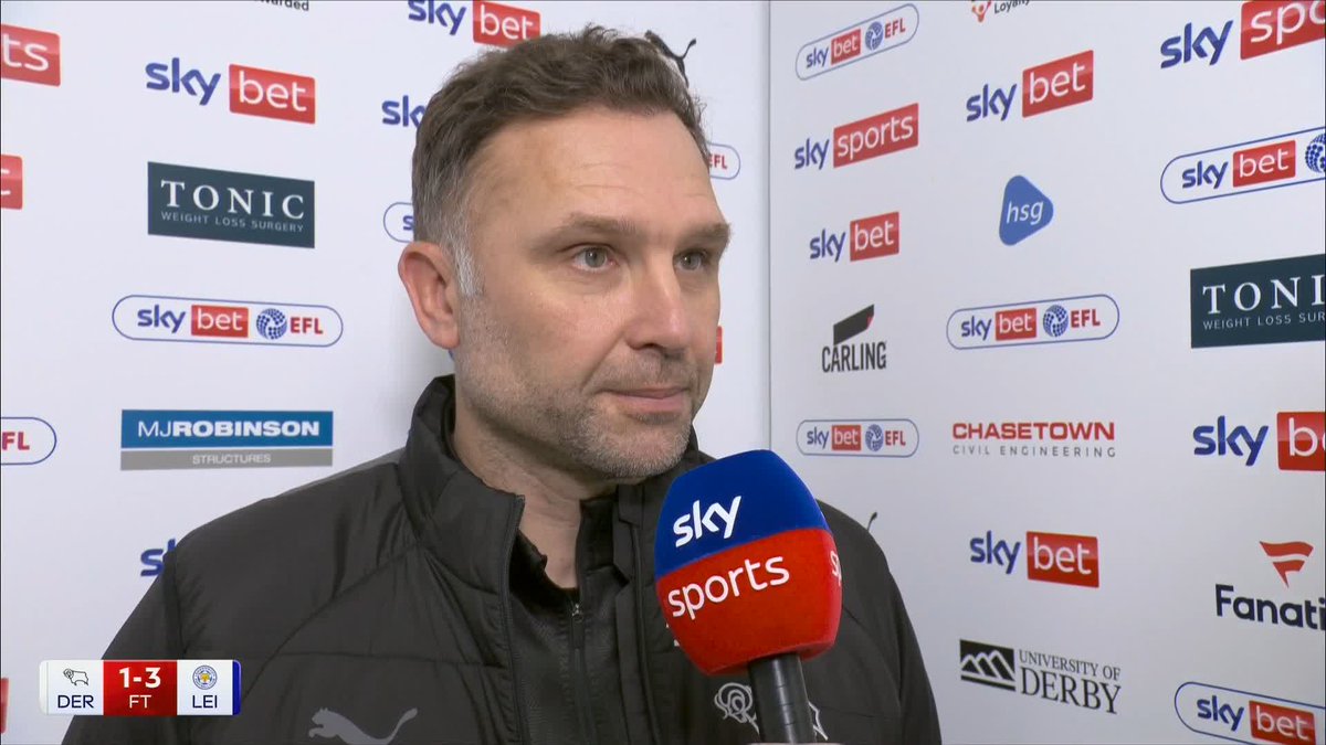 🗣️ "First half was unacceptable" Derby head coach John Eustace says their is 'a lot of hard work ahead' following their loss to Leicester.