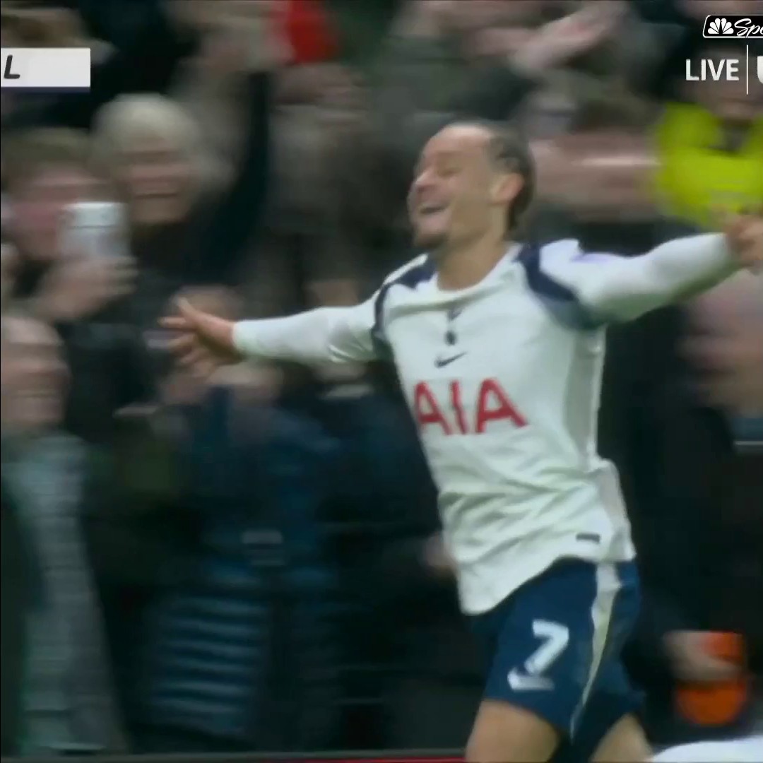 Xavi Simons scores his FIRST goal for Spurs and it's 2-0.
