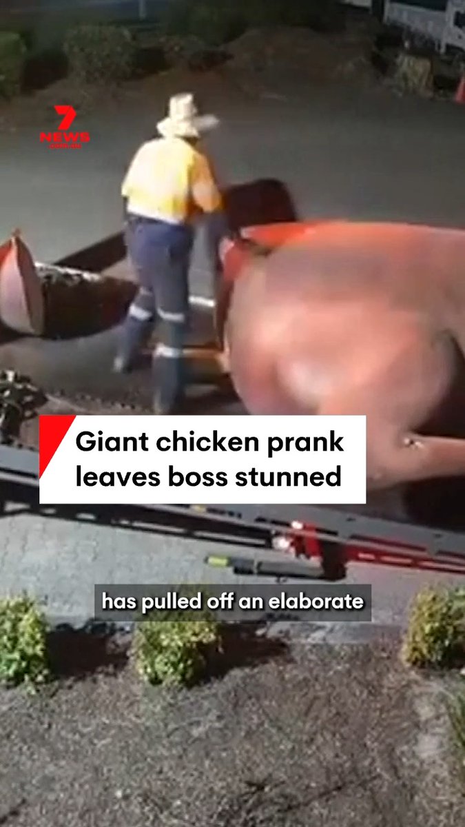 This might be a top prank of all time 😂 This dude gave his boss quite the shock after dumping a giant chicken in the parking lot