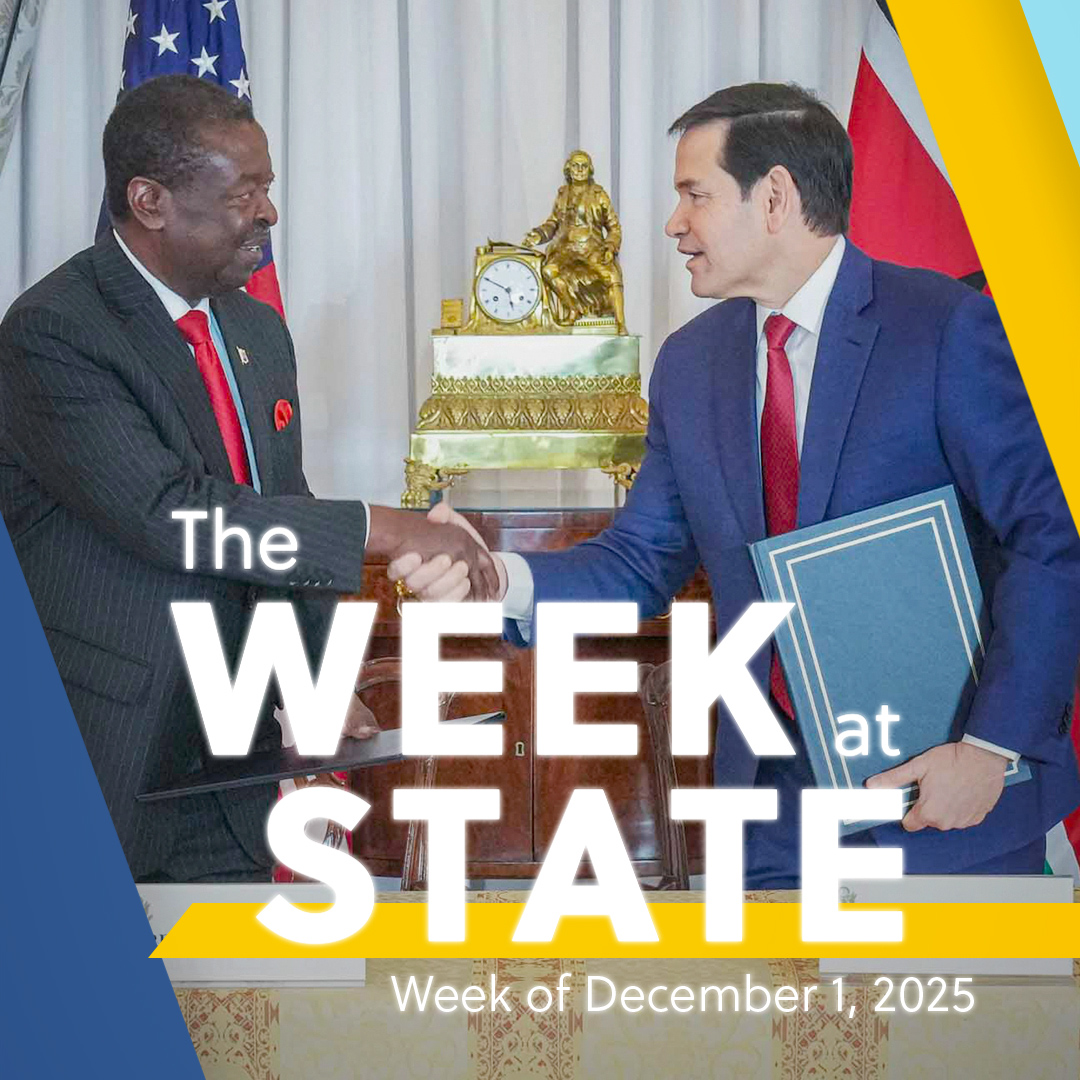 The Week at State: 🇺🇸 U.S. assumed the G20 presidency 🤝 President Trump’s 9th Cabinet Meeting ✍️ Washington Accords for Peace and Prosperity 🌍 @deputysecstate Landau discussed NATO priorities in Brussels 📑 Sustainable Health Partnerships