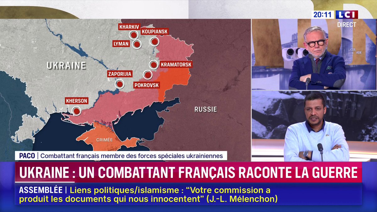 🗣️ Ukraine : "Pokrovsk aujourd'hui n'est toujours pas russe. Malgré ce qu'ils peuvent dire, ils ont une partie de la ville, mais pas la ville entière", explique Paco, combattant français et membre des forces spéciales ukrainiennes. 📺 Un Œil sur le Monde avec Margot Haddad