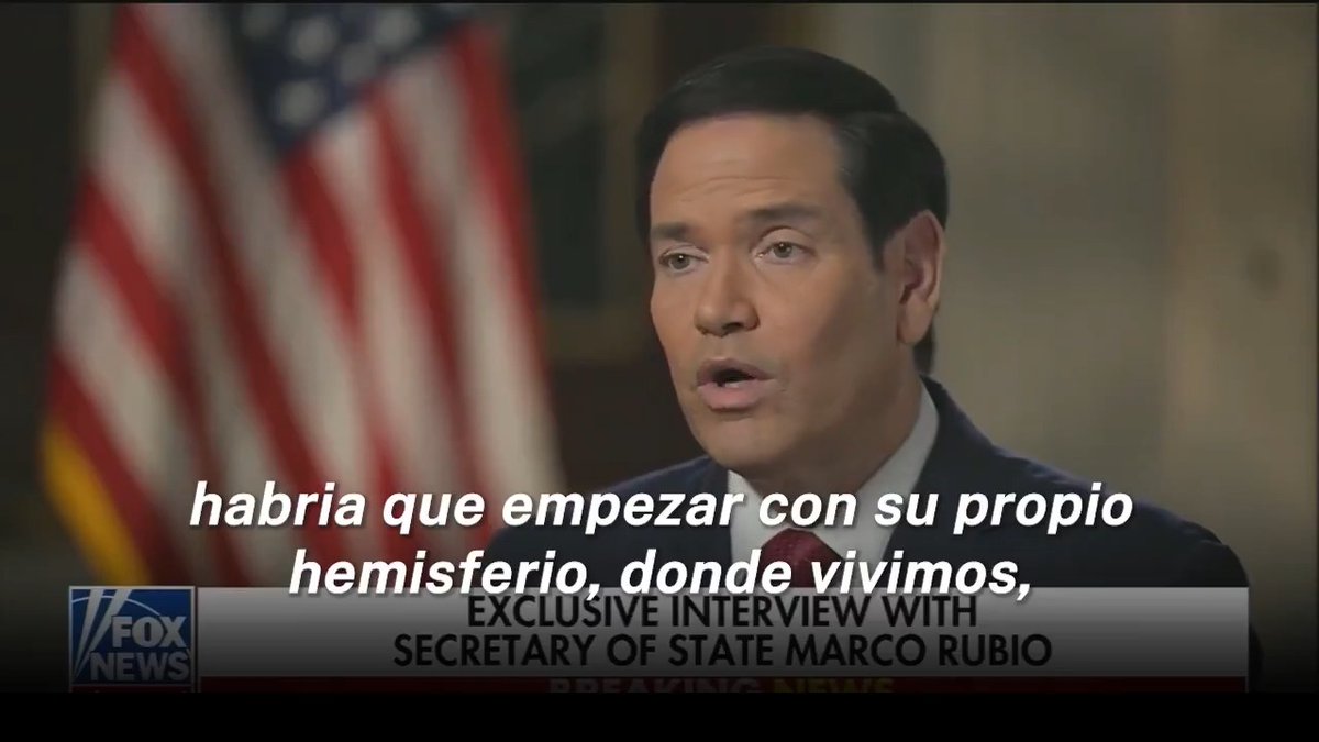 Secretario Rubio: Diría que si nos centramos en EE.UU. y en Estados Unidos Primero, habría que empezar por nuestro propio hemisferio, dónde vivimos ... Lo que sucede en nuestro hemisferio nos impacta más rápido y con mayor profundidad que algo que sucede al otro lado del mundo.