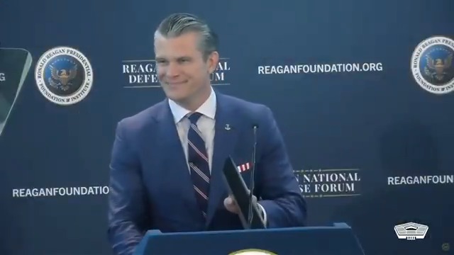 .Secretary of War Pete Hegseth Pete Hegseth keynote address at the Reagan National Defense Forum.