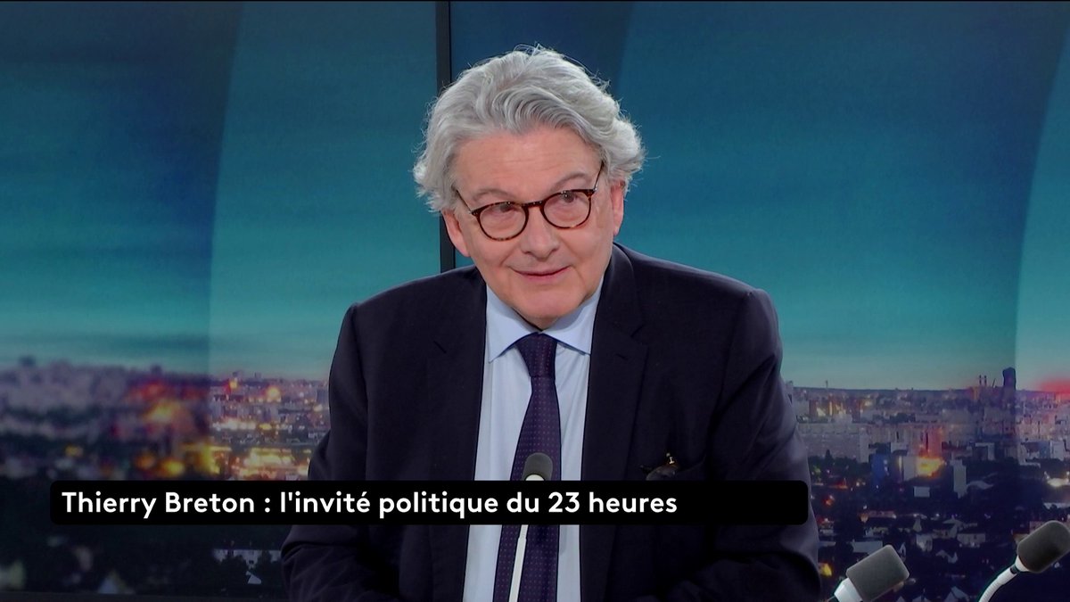 đŽ InterrogĂ© par Antoine Comte sur l'horizon 2027, Thierry Breton rĂ©pond : "LâextrĂȘme droite plafonne Ă 30â35%. Cela ne fait pas 50%. Il reste de la marge pour bĂątir des coalitions : non pas un front rĂ©publicain, mais lâapprentissage douloureux du compromis." #canal16