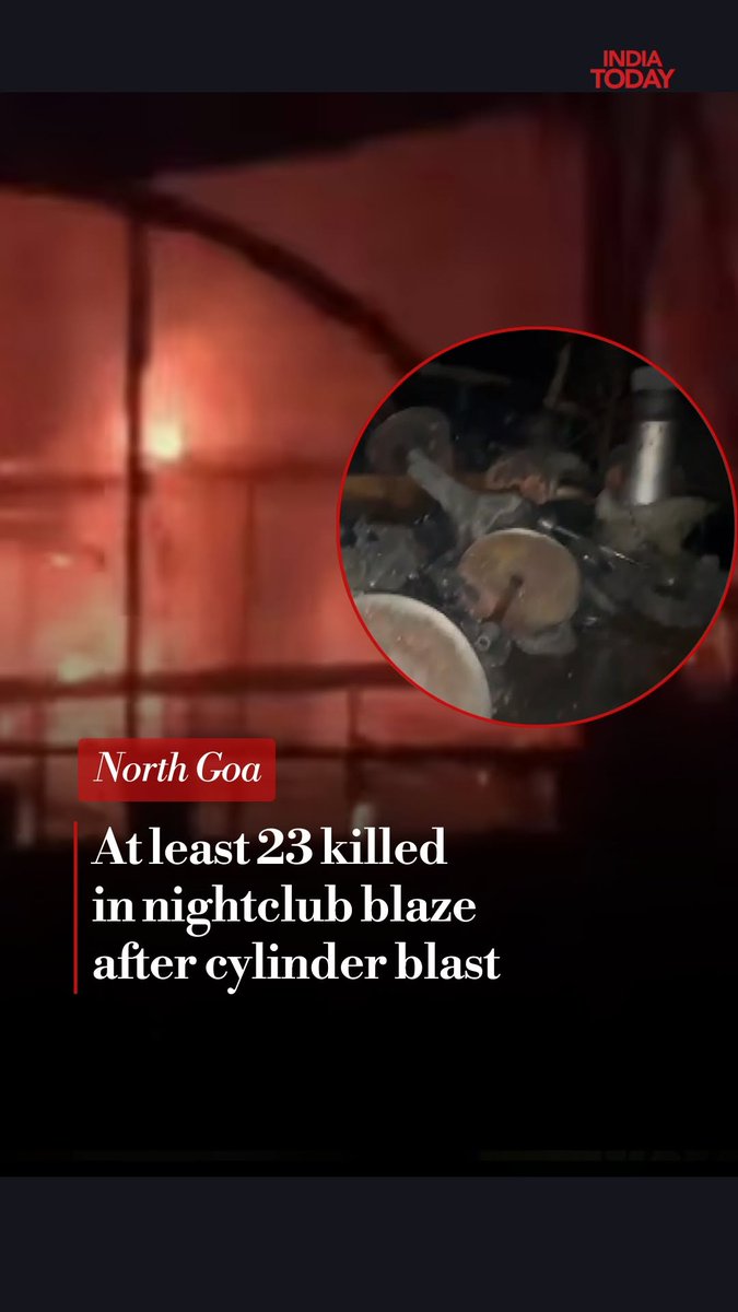At least 23 people were killed in a devastating fire at a nightclub in North Goa following a cylinder blast on the intervening night of Saturday and Sunday, police said. The fire broke out at Birch by Romeo Lane club in Arpora village, around 25 km from the state capital, Panaji, shortly after midnight. Goa Chief Minister Pramod Sawant, who visited the site late night, said most of the victims were kitchen staff, including three women, and added that “three to four tourists” were also among those killed. Read More: #NorthGoa #Cylinderblast #Nightclub #ITReel