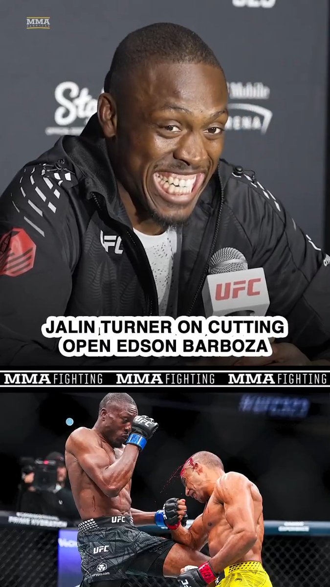 Jalin Turner reacts to the massive gash he put on Edson Barboza at #UFC323: "That was the quickest I've ever seen a cut bleed. It was so cool. I don't want to sound crazy, but that was cool."