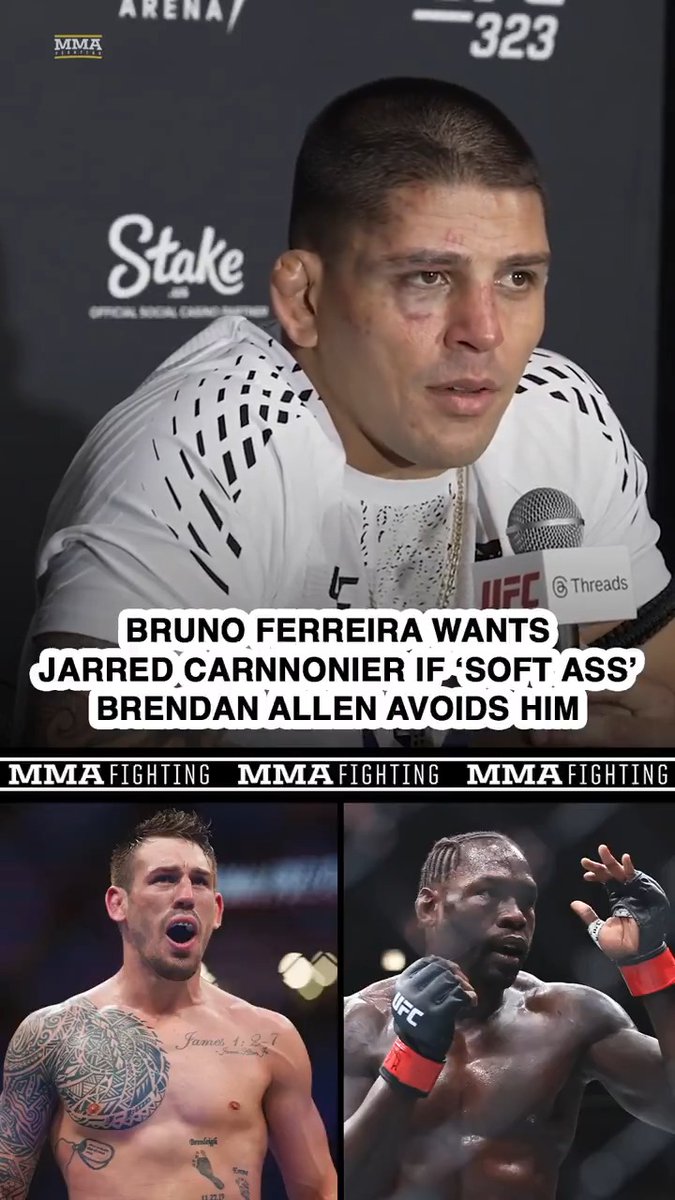 #UFC323 winner Brunno Ferreira wants Jared Cannonier next if "soft ass" Brendan Allen continues to "hide" from him
