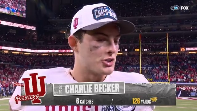 POWERFUL: Indiana star wide receiver Charlie Becker after beating OSU in the Big 10 Championship. “All glory to God. Without Him, none of this would be possible, so all glory to Him.” GOD has been a significant part of Indiana's success this season. 🙏