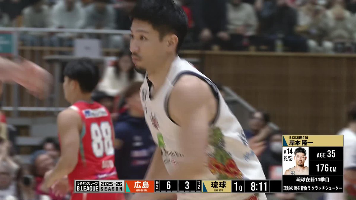 ここからも難なく射抜けるのが岸本隆一🔥 強烈な1本目にベンチも総立ち🙌 岸本隆一 Kishimoto Ryuichi 琉球ゴールデンキングス公式 📡バスケットLIVEで生配信中 #Bリーグ #りそなグループ