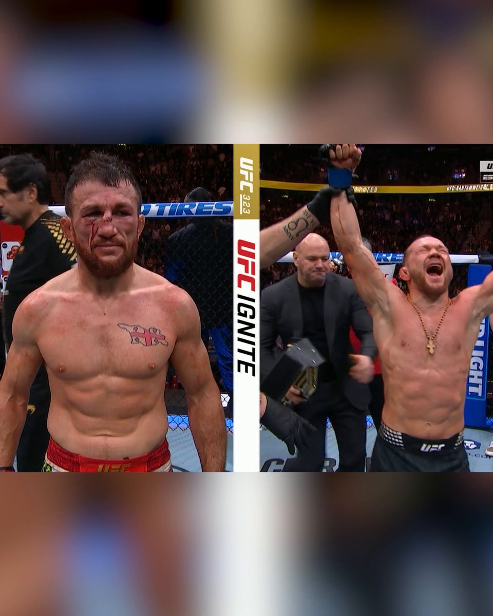 Petr Yan has defeated Merab Dvalishvili in their rematch to win the bantamweight title and end his 14 fight win streak 😳 Instant classic 🔥 #UFC323