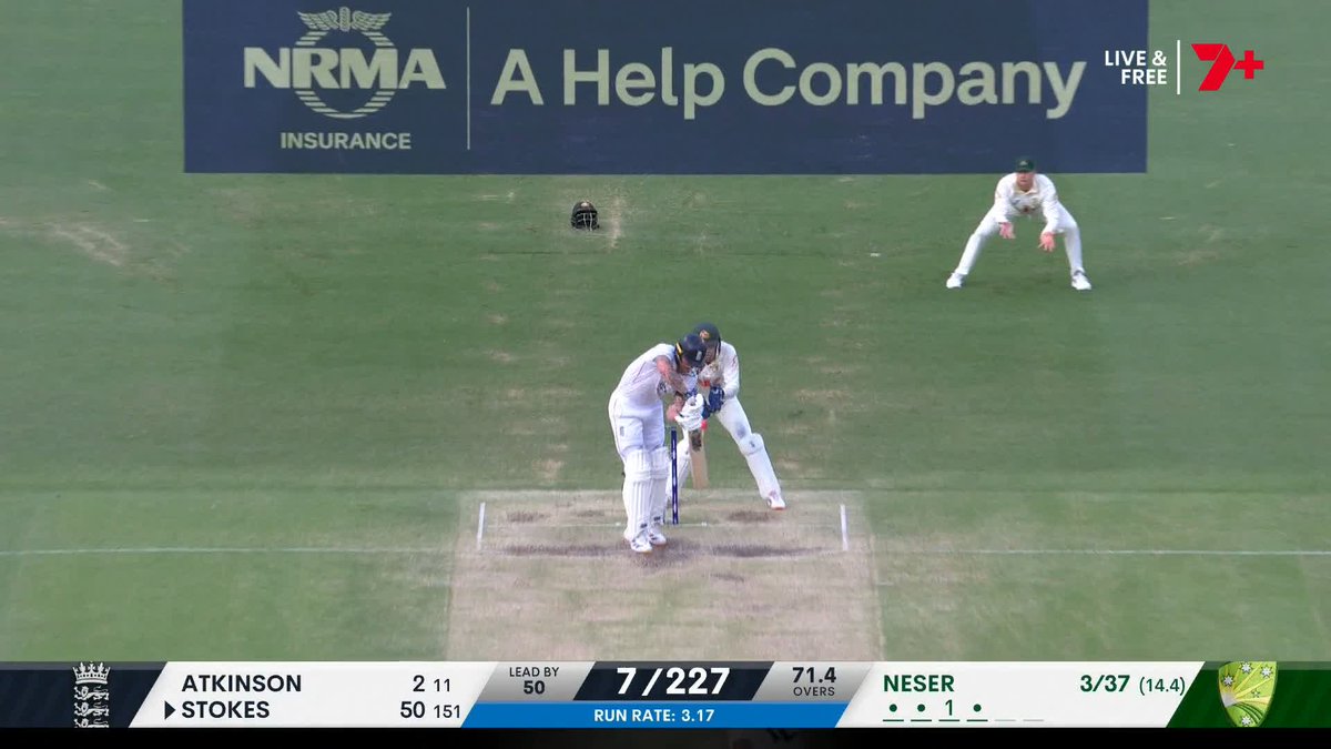 STOKES OUT. Carey up to the stumps takes a brilliant catch off Neser's bowling! #Ashes