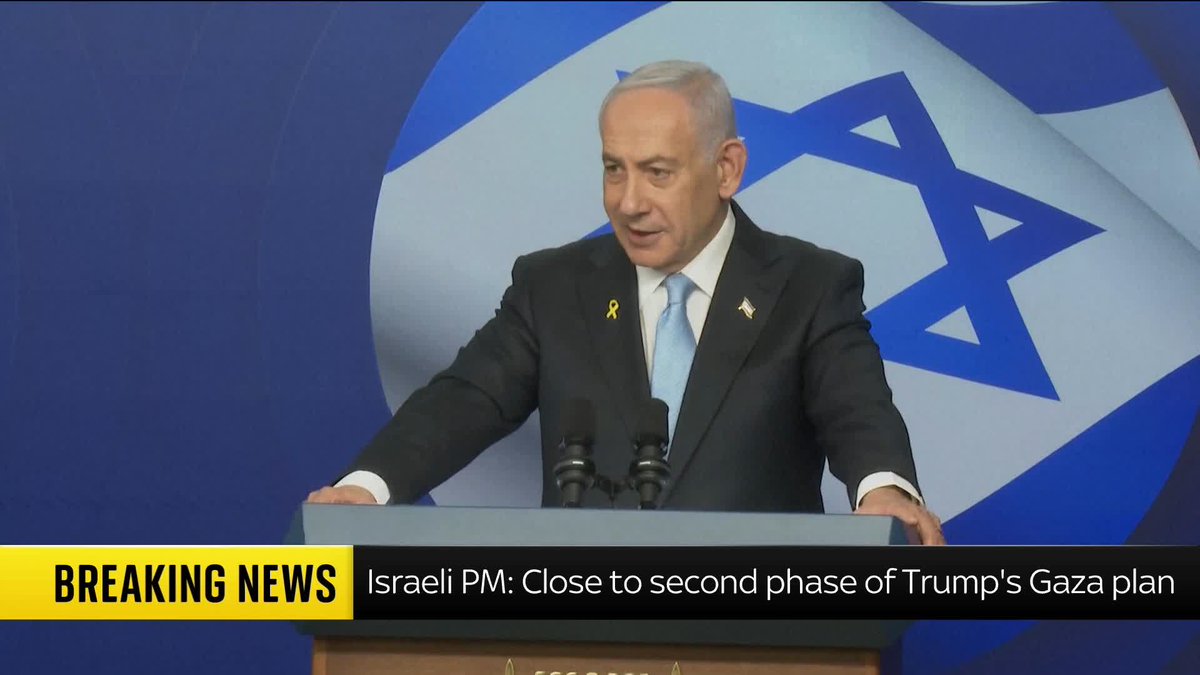 BREAKING: Prime Minister Netanyahu to meet President Trump this month for discussions surrounding Gaza. The pair will talk over the second phase of the American president's peace plan, which he believes is nearing completion. 📺 Sky 501, Virgin 602