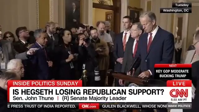 NEW: "I certainly have concerns." Republicans dodge as Manu Raju asks whether they have confidence in Defense Secretary Pete Hegseth. #InsidePolitics