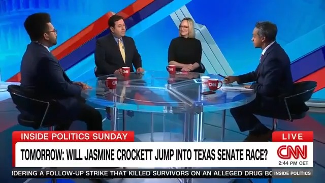 NEW: "I’m not crazy." Rep. Jasmine Crockett tells Edward-Isaac Dovere, who joins Manu Raju to discuss his 45-minute conversation with the Democrat, as she weighs a last-minute Senate run in Texas. #InsidePolitics