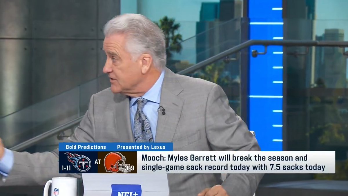 Steve Mariucci predicts that Myles Garrett will have 7.5 sacks in today's game against the Titans 😳