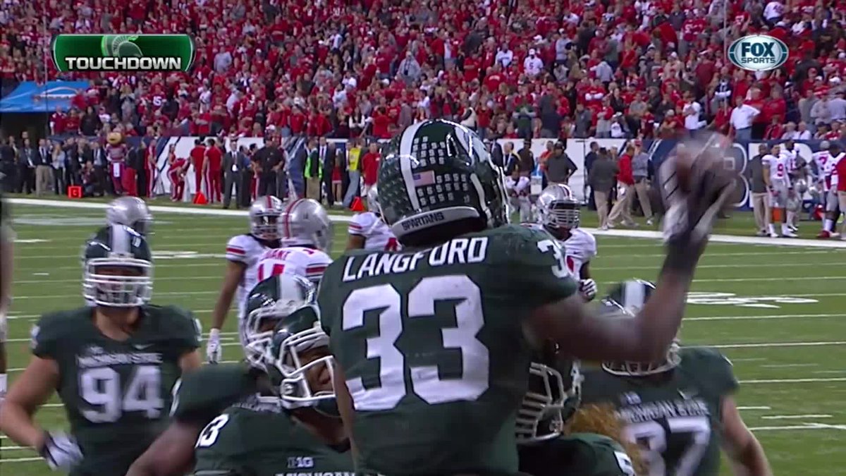 Indy was painted green after this one 🟢 #OTD in 2013, No. 10 Michigan State Football beat No. 2 Ohio State to win its first of two #B1GFCG titles in three years.