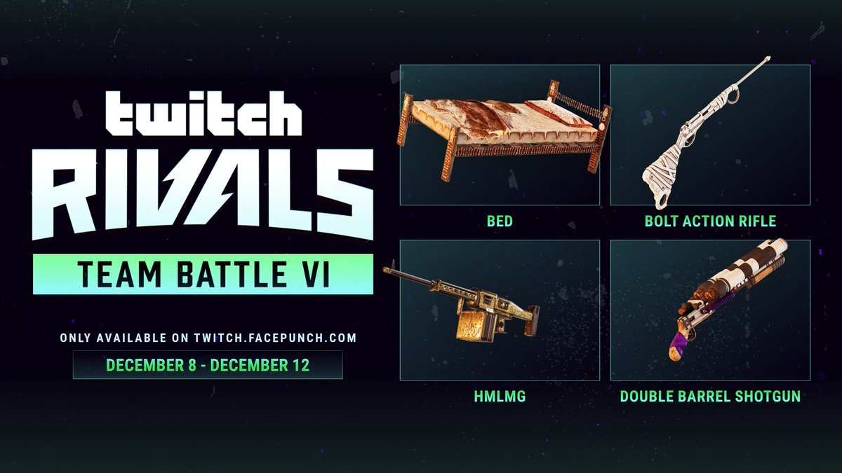 Twitch Rivals Team Battle VI kicks off tomorrow! ☢️⚔️📺D Check out the exclusive drops available throughout the live event Sync your accounts here:
