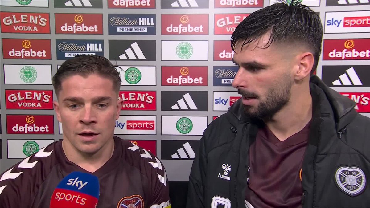 🗣️ “I half celebrated but I’m getting the goal. I’m very happy” Hearts duo Cammy Devlin and Cláudio Braga spoke after their victory over Celtic ⤵️