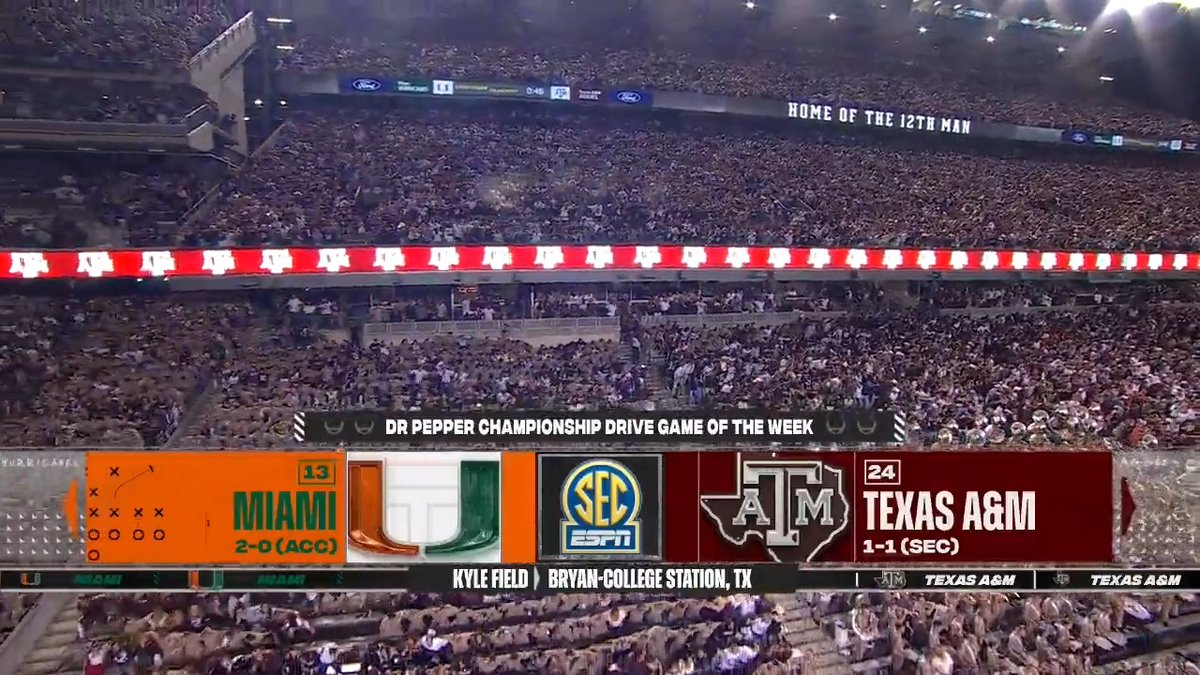 The last time the Hurricanes came to Kyle Field #BTHOMiami