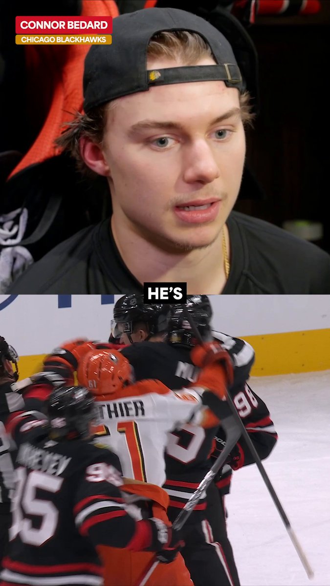 On the previous episode of Chicago Blackhawks vs. Anaheim Ducks... Nothing like a little friendly competition 😏 Connor Bedard and Mason McTavish square off again tonight at 8p ET.