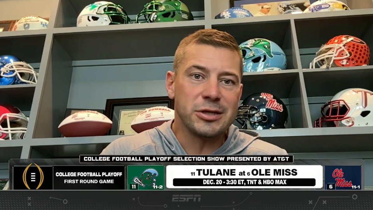 "You only get one shot at this, have no regrets." Tulane coach Jon Sumrall talks about how the Green Wave are preparing for their CFP first-round contest against Ole Miss 🌊