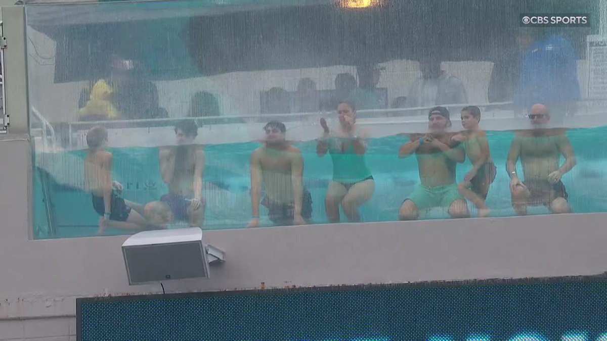 a little rain isn't stopping these fans from hopping in the pool in Jacksonville 😅