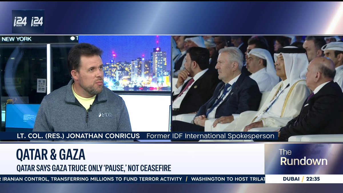 “Not a single Israeli was present at the Doha summit. In this case, Israel lacks the diplomatic alliances and leverage to push back effectively, we are only responding to events," Lt. Col. (Res.) Jonathan Conricus on The Rundown with Benita Levin