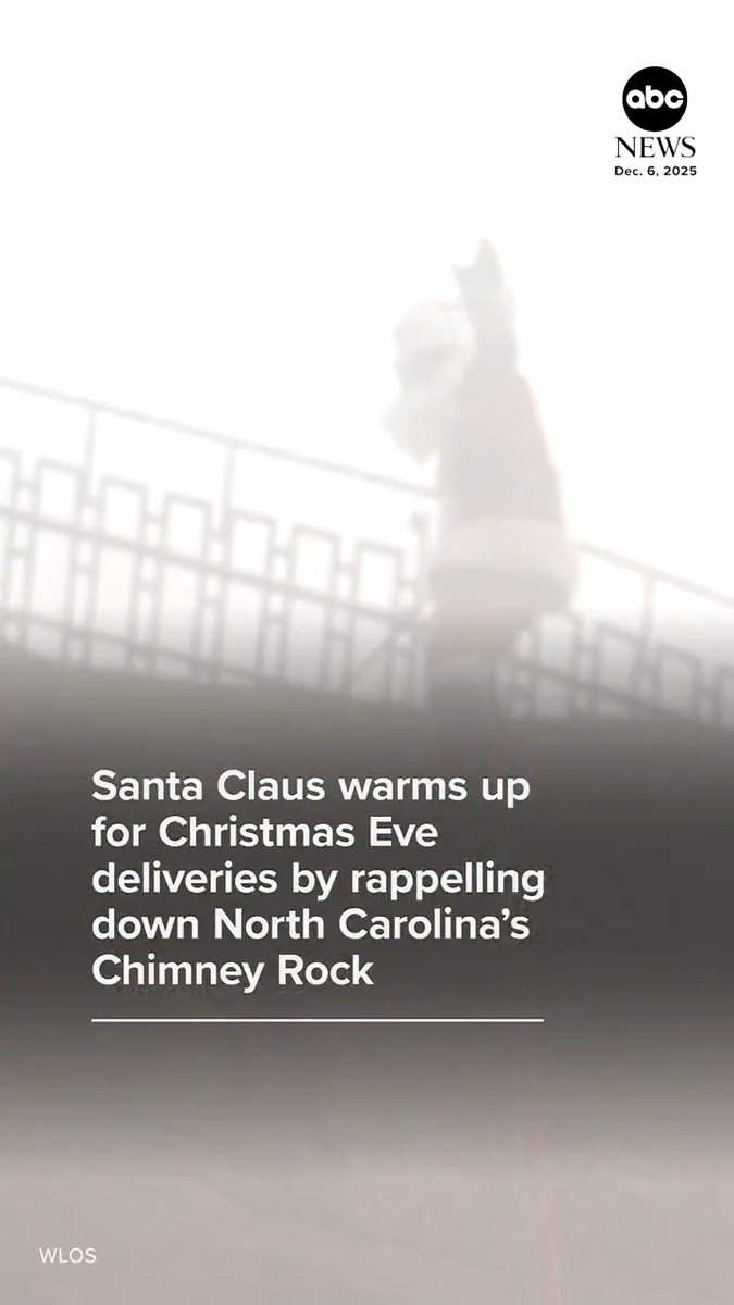 Santa Claus was spotted in North Carolina, where he's warming up for Christmas Eve by rappelling down the aptly named Chimney Rock.