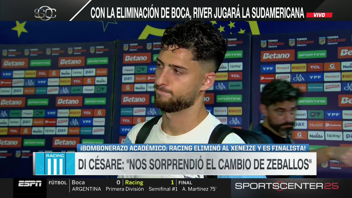 ATENCIÓN A LO QUE CUENTA DI CÉSARE: ¡¡A LOS PROPIOS JUGADORES DE RACING LES SORPRENDIÓ EL CAMBIO DEL CHANGO ZEBALLOS!! 📺 #SportsCenter | #DisneyPlus Plan Premium